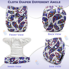 Reusable Baby Cloth Diaper with Adjustable Snap Buttons and Insert (Set of 1)
