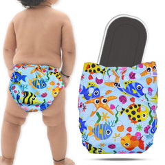 Reusable Baby Cloth Diaper with Adjustable Snap Buttons and Insert (Set of 1)