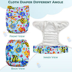 Reusable Baby Cloth Diaper with Adjustable Snap Buttons and Insert (Set of 1)