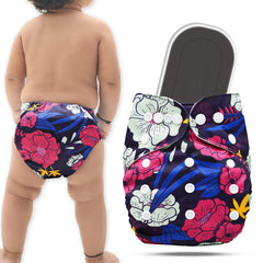 Reusable Baby Cloth Diaper with Adjustable Snap Buttons and Insert (Set of 1)