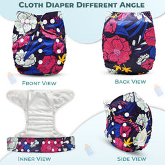 Reusable Baby Cloth Diaper with Adjustable Snap Buttons and Insert (Set of 1)