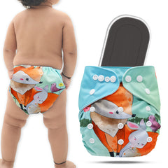 Reusable Baby Cloth Diaper with Adjustable Snap Buttons and Insert (Set of 1)