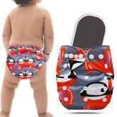 Reusable Baby Cloth Diaper with Adjustable Snap Buttons and Insert (Set of 1)