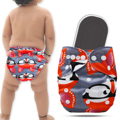 Reusable Baby Cloth Diaper with Adjustable Snap Buttons and Insert (Set of 1)
