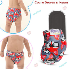Reusable Baby Cloth Diaper with Adjustable Snap Buttons and Insert (Set of 1)