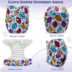 Reusable Baby Cloth Diaper with Adjustable Snap Buttons and Insert (Set of 1)