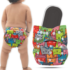 Reusable Baby Cloth Diaper with Adjustable Snap Buttons and Insert (Set of 1)