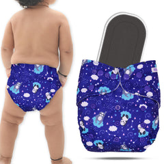 Reusable Baby Cloth Diaper with Adjustable Snap Buttons and Insert (Set of 1)