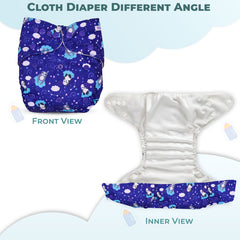 Reusable Baby Cloth Diaper with Adjustable Snap Buttons and Insert (Set of 1)