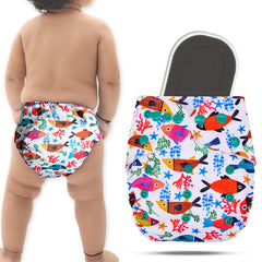 Reusable Baby Cloth Diaper with Adjustable Snap Buttons and Insert (Set of 1)