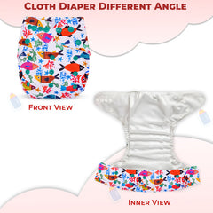 Reusable Baby Cloth Diaper with Adjustable Snap Buttons and Insert (Set of 1)
