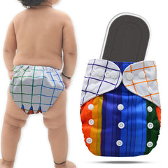 Reusable Baby Cloth Diaper with Adjustable Snap Buttons and Insert (Set of 1)