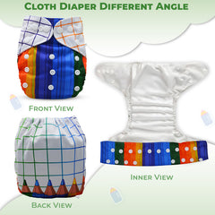 Reusable Baby Cloth Diaper with Adjustable Snap Buttons and Insert (Set of 1)