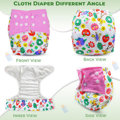 Reusable Baby Cloth Diaper with Adjustable Snap Buttons and Insert (Set of 1)