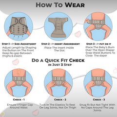 Reusable Baby Cloth Diaper with Adjustable Snap Buttons and Insert (Set of 1)