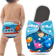 Reusable Baby Cloth Diaper with Adjustable Snap Buttons and Insert (Set of 1)
