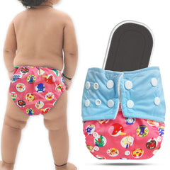 Reusable Baby Cloth Diaper with Adjustable Snap Buttons and Insert (Set of 1)