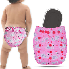 Reusable Baby Cloth Diaper with Adjustable Snap Buttons and Insert (Set of 1)