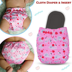 Reusable Baby Cloth Diaper with Adjustable Snap Buttons and Insert (Set of 1)