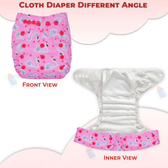 Reusable Baby Cloth Diaper with Adjustable Snap Buttons and Insert (Set of 1)