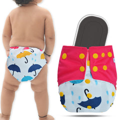 Reusable Baby Cloth Diaper with Adjustable Snap Buttons and Insert (Set of 1)