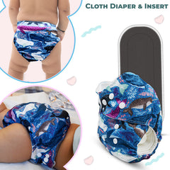 Reusable Baby Cloth Diaper with Adjustable Snap Buttons and Insert (Set of 1)