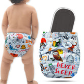 Reusable Baby Cloth Diaper with Adjustable Snap Buttons and Insert (Set of 1)