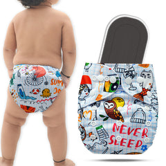 Reusable Baby Cloth Diaper with Adjustable Snap Buttons and Insert (Set of 1)