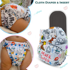 Reusable Baby Cloth Diaper with Adjustable Snap Buttons and Insert (Set of 1)