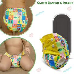 Reusable Baby Cloth Diaper with Adjustable Snap Buttons and Insert (Set of 1)