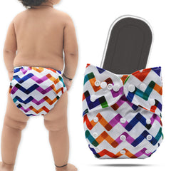 Reusable Baby Cloth Diaper with Adjustable Snap Buttons and Insert (Set of 1)