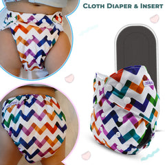 Reusable Baby Cloth Diaper with Adjustable Snap Buttons and Insert (Set of 1)