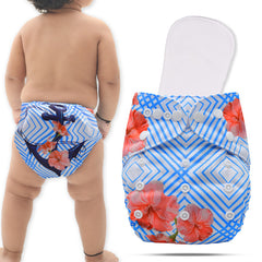Reusable Baby Cloth Diaper with Adjustable Snap Buttons and Insert (Set of 1)