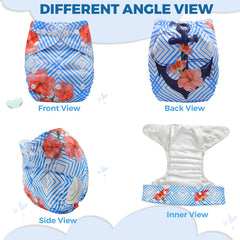 Reusable Baby Cloth Diaper with Adjustable Snap Buttons and Insert (Set of 1)