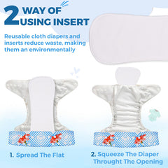 Reusable Baby Cloth Diaper with Adjustable Snap Buttons and Insert (Set of 1)