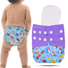 Reusable Baby Cloth Diaper with Adjustable Snap Buttons and Insert (Set of 1)