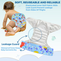 Reusable Baby Cloth Diaper with Adjustable Snap Buttons and Insert (Set of 1)
