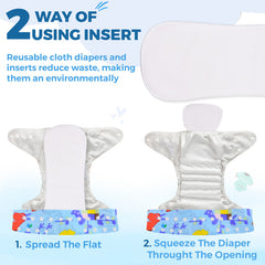 Reusable Baby Cloth Diaper with Adjustable Snap Buttons and Insert (Set of 1)