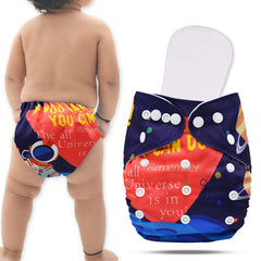 Reusable Baby Cloth Diaper with Adjustable Snap Buttons and Insert (Set of 1)
