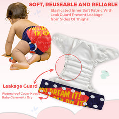 Reusable Baby Cloth Diaper with Adjustable Snap Buttons and Insert (Set of 1)