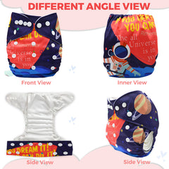 Reusable Baby Cloth Diaper with Adjustable Snap Buttons and Insert (Set of 1)