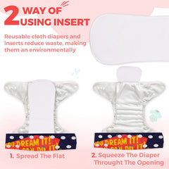 Reusable Baby Cloth Diaper with Adjustable Snap Buttons and Insert (Set of 1)