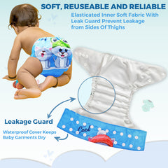 Reusable Baby Cloth Diaper with Adjustable Snap Buttons and Insert (Set of 1)