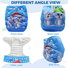 Reusable Baby Cloth Diaper with Adjustable Snap Buttons and Insert (Set of 1)