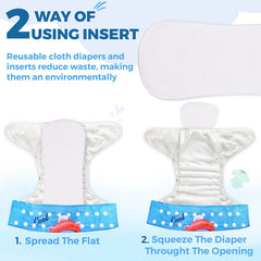 Reusable Baby Cloth Diaper with Adjustable Snap Buttons and Insert (Set of 1)