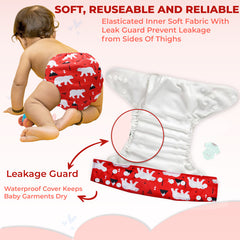 Reusable Baby Cloth Diaper with Adjustable Snap Buttons and Insert (Set of 1)