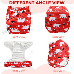 Reusable Baby Cloth Diaper with Adjustable Snap Buttons and Insert (Set of 1)