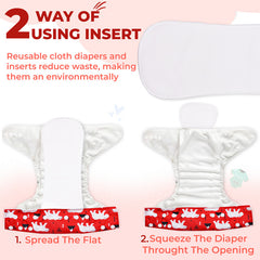 Reusable Baby Cloth Diaper with Adjustable Snap Buttons and Insert (Set of 1)