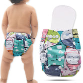 Reusable Baby Cloth Diaper with Adjustable Snap Buttons and Insert (Set of 1)