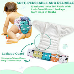 Reusable Baby Cloth Diaper with Adjustable Snap Buttons and Insert (Set of 1)